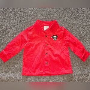 🎅❤️ Vintage Authentic Disney Store Santa Mickey Corduroy Button-Up: 9–12 Month